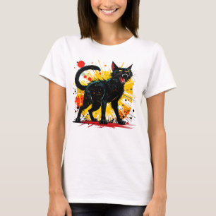 T-shirt Femme au chat noir défensif