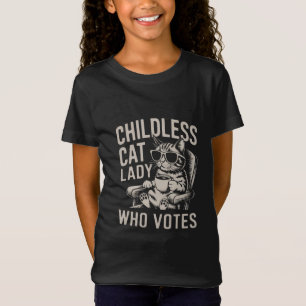 T-Shirt Femme au chat sans enfant Élection 2024 Vote Kamal