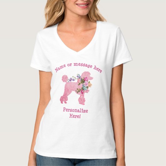 T-shirt femme au poodle rose mignon et amusant (Devant)