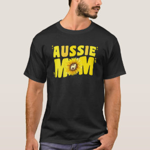 T-shirt Femme Australian Shepherd Maman tournesol Aussie M