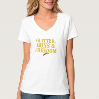T-shirt Femme Autonomisée : Paillettes, Armes & Liberté