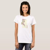 T-shirt Femme aux fleurs roses vertes (Devant entier)