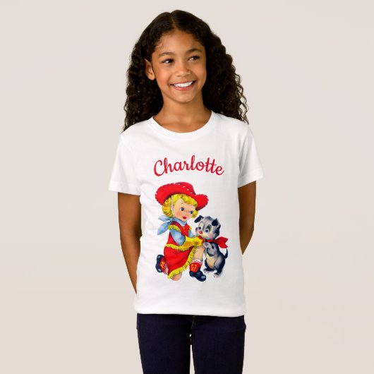 T-Shirt Femme avec chien mignon nom personnalisé fille T-S (Devant entier)