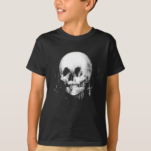 T-shirt Femme avec Halloween Réflexion crâne en miroir (Devant)