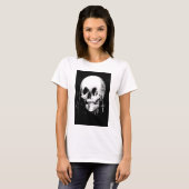 T-shirt Femme avec Halloween Réflexion crâne en miroir (Devant entier)