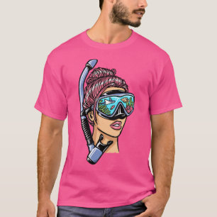 T-shirt Femme Avec Snorkeling Masque Plongée Plongée