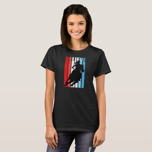 T-shirt Femme Barrel Racing Cheval équitation mignonne Rou (Devant entier)