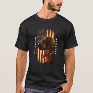 T-shirt Femme Beagle Maman Américaine Drapeau Patriotique