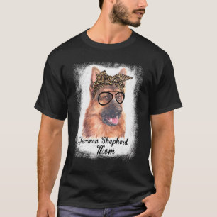 T-shirt Femme berger allemand Maman léopard Bleached Chien