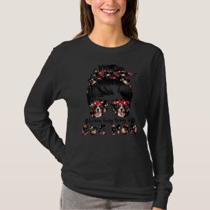 T-shirt Femme Bernese Mountain Dog Maman Messy Bun Hair Gl