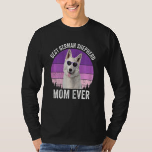 T-shirt Femme Blanc Allemand Berger Maman Chien Vintage Ow