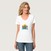 T-shirt Femme blanc V-Cou Tee (Devant entier)