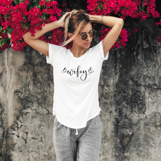 T-shirt Femme blanc Wifey moderne noir