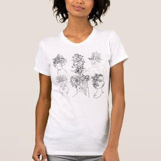 T-Shirt Femme Blanche Avec Différents Visages
