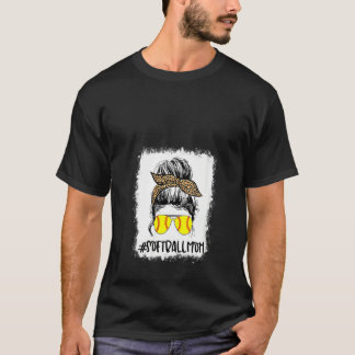 T-shirt Femme Bleached Softball Maman Vie Leopard Messy Bu