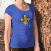 T-shirt femme Bleu Roi avec Fleur de Lys Or