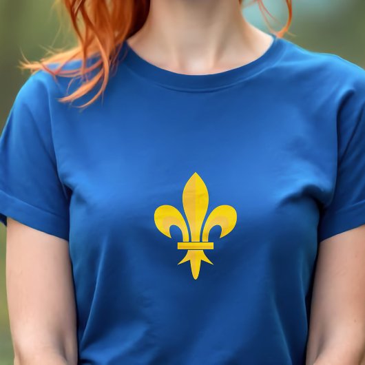 T-shirt femme Bleu Roi avec Fleur de Lys Or