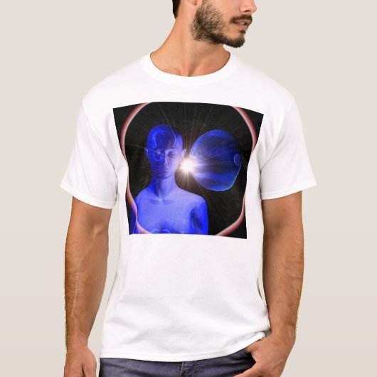 T-shirt Femme bleue dans l'espace (Devant)