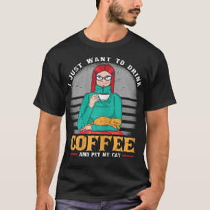 T-shirt Femme Boisson Café Chat Lady Amusante Animaux De C