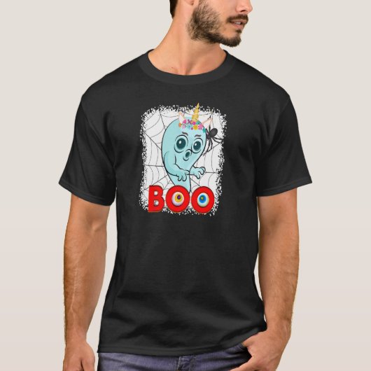 T-shirt Femme Boo Ghost et Flower Crown Unicorn Web Spider (Devant)