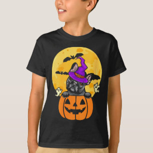 T-shirt Femme Bulldog Français Noir Sorcière Amoureux de C