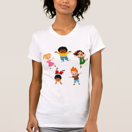 T-shirt femme caricature cinq enfants (Devant)