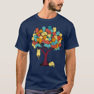 T-shirt Femme Chat Arbre Chat Cool Arbre d'automne Amoureu