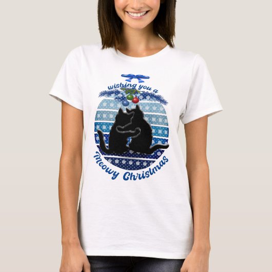 T-shirt Femme Chat de Noël, T-shirt Chat mignon (Devant)