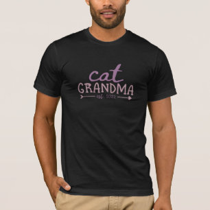 T-shirt Femme Chat Grandma Est 2022 Chat Kitten Grandcat