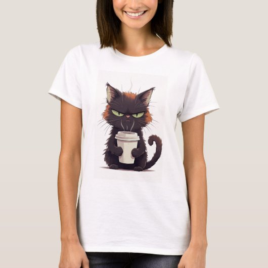 T-Shirt Femme Chat Grumpy Drôle (Devant)