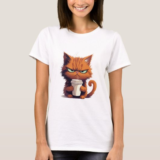 T-Shirt Femme Chat Grumpy Drôle (Devant)