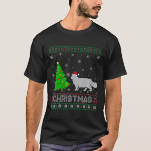 T-shirt Femme Chat Perse Xmas Arbre Éclairage Noël laid
