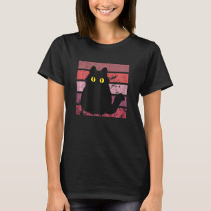 T-shirt Femme Chat Rétro Chat Noir Chat Vintage Chat Noir