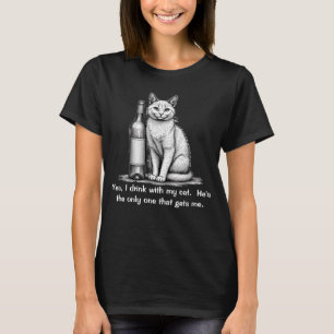 T-shirt Femme Chat & Vin Drôle