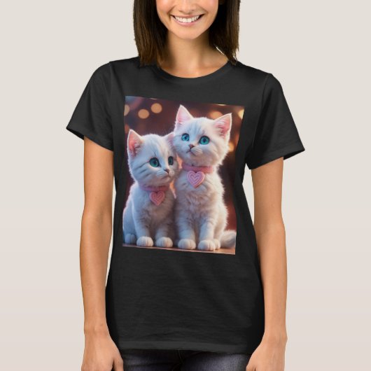 T-shirt femme chaton noir (Devant)