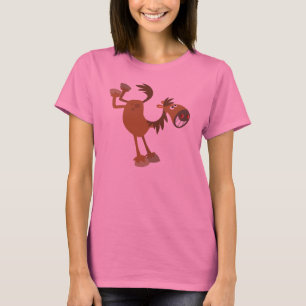 T-shirt Femme Cheval en Cartoon Kicking mignon