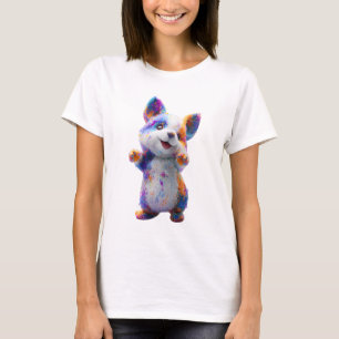 T-shirt Femme Chien Arc-en-Ciel Vibrant Éclaboussure Peint