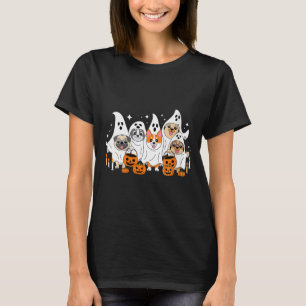 T-shirt Femme Chien Fantôme Halloween Col en V