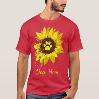 T-shirt Femme Chien Maman Tournesol Cadeau Aimer Chiens et