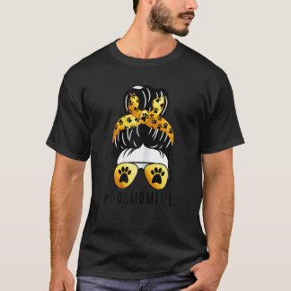 T-shirt Femme Chien Maman Vie Messy Bun Imprimer Chien Mèr