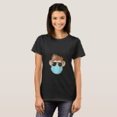 T-shirt Femme Chimpanzée Mignée Masque Visage Distance soc (Devant entier)