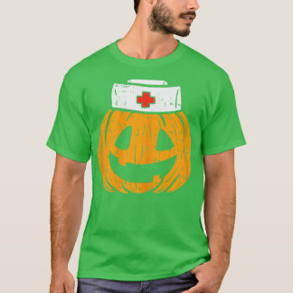 T-shirt Femme Citrouille Infirmière drôle Effrayant Costum