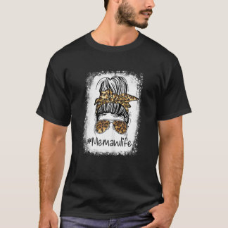 T-shirt Femme Classé Maw Life Messy Cheveux Bun Leopard Wo