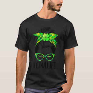 T-shirt Femme Cna Life Messy Bun Infirmière Shamrock St Pa