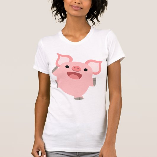 T-shirt femme cochon joyeux caricature (Devant)