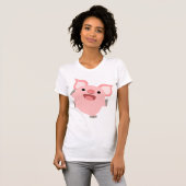 T-shirt femme cochon joyeux caricature (Devant entier)