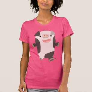 T-shirt Femme Cochon souriant Cartoon mignon