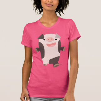 T-shirt Femme Cochon souriant Cartoon mignon