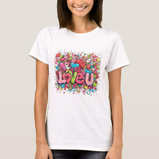 T-Shirt Femme Colore Graffiti Love U