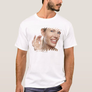 T-shirt Femme contre les dents flossing d'arrière - plan